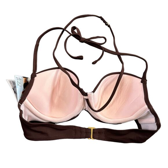 Smart and Sexy Swim Secret The Getaway Halter Bikini Swim Top Espresso Size 34B - Picture 4 of 8